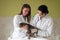 Veterinary team for treating sick cats, Maintain animal health Concept, animal hospital