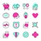 Veterinary vector icons set. Animal medical service signs collection. Flat style illustrations.