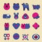 Veterinary vector icons set. Animal medical service signs collection. Flat style illustrations.