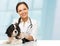 Veterinary woman with spaniel
