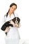 Veterinary woman with spaniel