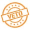 VETO text written on orange vintage stamp