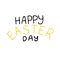 Vetor fhrase `Happy easter day`, black and gold lettering isolated on the white background, hand drawning