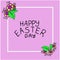 Vetor fhrase `Happy easter day`, black lettering isolated on the pink background, hand drawning