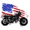 Vetor illustration American chopper motorcycle with american flag