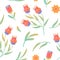 Vetor seamless gradient floral colorful pattern. Spring or summer flowers and leaves.