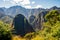 Vew of the Urubamba River and Putucusi Mountain from Machu Picchu.