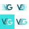 VG letters logo with accent speed green and blue