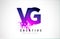 VG V G Purple Letter Logo Design with Liquid Effect Flowing