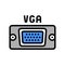 vga computer port color icon vector illustration