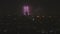 VHS effect over aerial still drone view of spectacular night fireworks