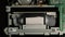 VHS video cassette recorder inside with blank old torn tag. Tape play video file or movie. VHS mechanics video cassette