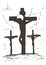 Via Crucis drawing depicting when Jesus dies on the cross, Vector illustration