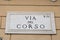 Via del Corso street name sign in Rome