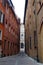 Via DÃ¨ Pepoli, an ancient alleyway in the center of the city of Bologna, in Italy