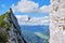 Via ferrata Donnerkogel Intersport Klettersteig in the Austrian Alps, near Gosau. Stairway to Heaven concept