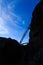 Via ferrata ladder and blue sky in Sexten Dolomites mountains, South Tyrol