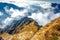 Via ferrata over the sea of clouds, the Alps