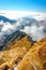 Via ferrata over the sea of clouds, the Alps