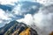 Via ferrata over the sea of clouds, the Alps