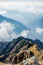 Via ferrata over the sea of clouds, the Alps