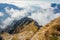 Via ferrata over the sea of clouds, the Alps