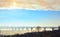 Viaduct in Galati city. Long bridge and blue sky