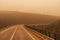 Viaduct between mountains with a lot of saharan dust in the environment