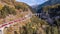 Viaduct Swiss Train Landwasser Autumn Aerial 4k