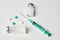 Vial Drug Vaccine Plastic Syringe with Needle and medicine tablet