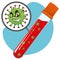 Vial with sample for corona virus examination, COVID-19, H1N1, collected to make a battery of laboratory tests