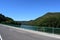 Vianden, Luxembourg - 08 10 2023: Bridge across the reservoir lake of river Our