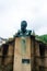 Vianden, Luxembourg - July 27, 2019: Bust of Victor Hugo on the bridge in Vianden