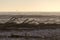 Viareggio beach after sea storm in winter time