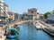 VIAREGGIO, ITALY - AUGUST 19, 2019: View of the Burlamacca canal, looking inland, in this popular and beautiful Italian