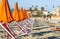 Viareggio sand beaches panorama,Tuscany, Italy.