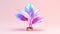 Vibrant 3d Animated Rubber Plant In Holographic Style On Gradient Background