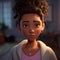 Vibrant 3d Character Model Of A Mixed-race Girl In Disney Animation Style