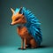 Vibrant 3d Fox Figurine With Spiky Twig Hair And Blue Eyes