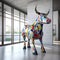 Vibrant 3d Installation Art: Picasso-inspired Cow Sculpture