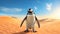 Vibrant 3d Penguin In Desert: Realistic Rendering With Emotive Body Language