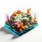 Vibrant 3d Sealife Scene: Plastic Reef Model On White Background