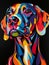 Vibrant, Abstract Art of a Multicolored Dog Portrait