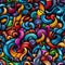 Vibrant abstract background with curvilinear forms and interlocking shapes (tiled)