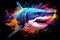 Vibrant abstract colorful 3d shark. Generate Ai
