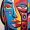 Vibrant Abstract Face Painting In Dynamic Cubism Style