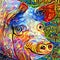 Vibrant Abstract Impressionist Pig Portrait Painting