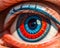 Vibrant abstract muti-coloured human eye close up