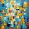 Vibrant Abstract Painting: Broadway Boogie Woogie Style With Color Blocks