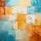 Vibrant Abstract Painting With Cyan, Amber, And Impasto Texture